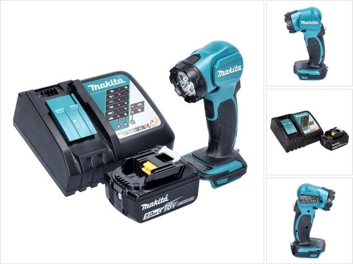 Makita DEADML 815 RT1 LED Akku Handleuchte 14,4 - 18 V 160 lm + 1x Akku 5,0 Ah + Ladegerät (160 lm)