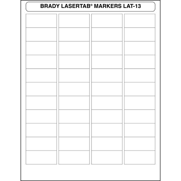 Image du produit Brady LAT-13-707-2.5, polyester, mat, blanc, 47.63 x 21.16 mm, adhésif permanent, US letter, 4-bah