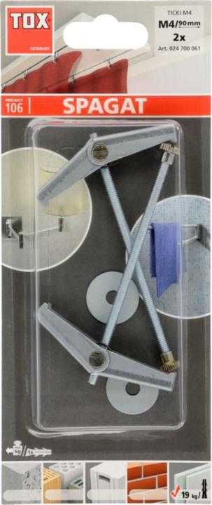 Image du produit Tox Cheville à ressort pliable Spagat M4, blister 2 (2 pcs)