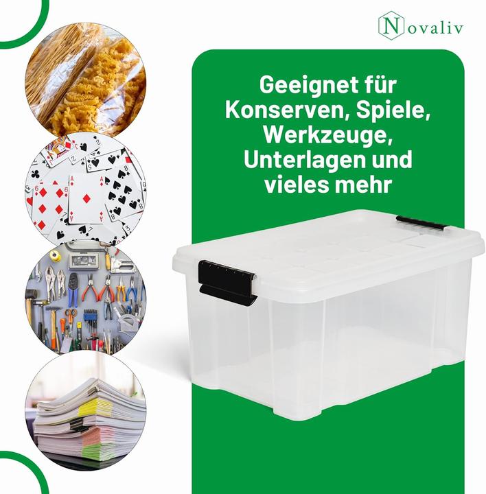 Immagine prodotto Novaliv Aufbewahrungsbox mit Deckel 5L transparente Nestbar stapelbare Plastikbox mit Clipverschluss (5 l)