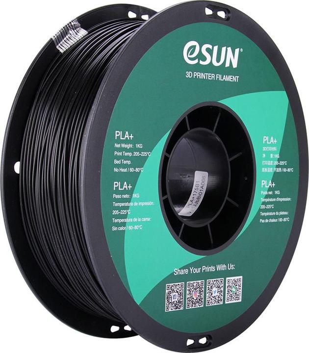 Image du produit eSUN PLA+ 1.75mm noir 1Kg (PLA+ LECTURE, 1.75 mm, 1000 g, Noir)