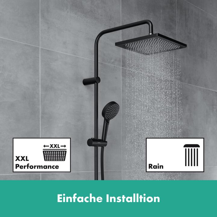 Actual product image hansgrohe HG Showerpipe Vernis Shape 240 1 jet EcoSm m Thermostat mattschwarz