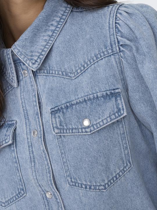 Actual product image Only Loose fit shirt collar puff sleeves shirt denim shirt (XS)