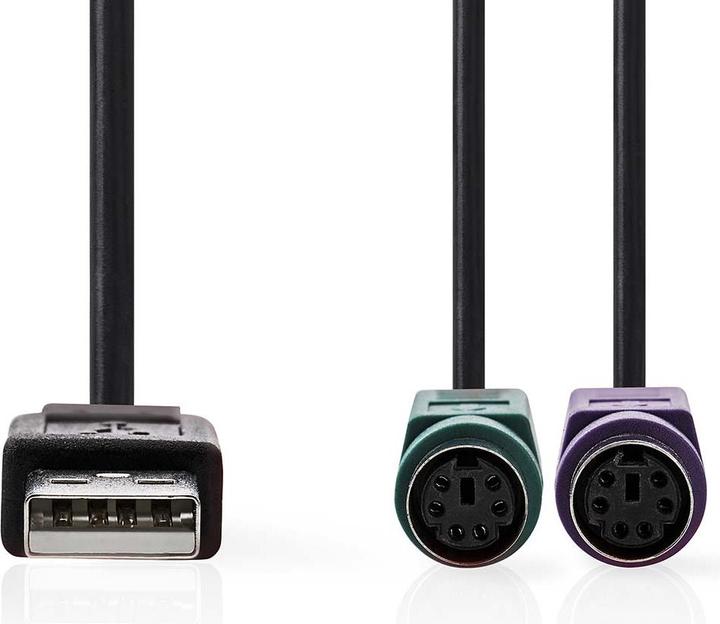 Productafbeelding Nedis 2 in 1 kabel | USB 2.0 | USB-A mannelijk | 2x PS/2 vrouwelijk | 480 Mbps | 0,30 m | vernikkeld | (0.30 m, PS/2)