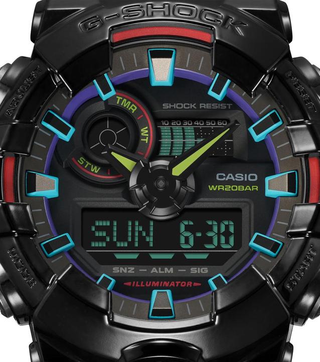 Produktbild Casio GA-700RGB-1AER (Chronograph, Digitaluhr, 53 mm)