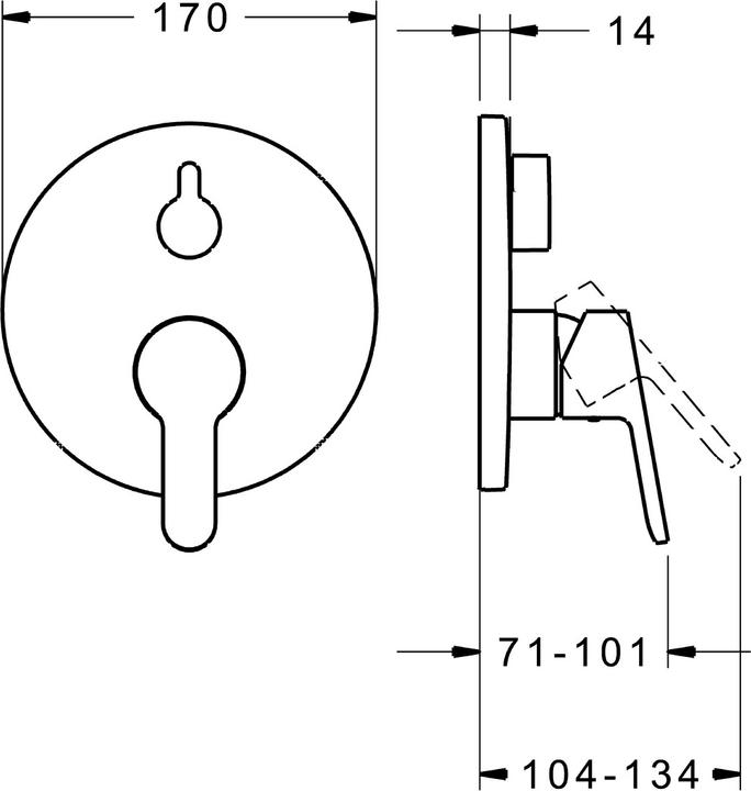Produktbild Hansa Hansaprimo Wannen- und Brausearmatur, Fertigmontageset, Unterputz, Rosette rund, 89909003