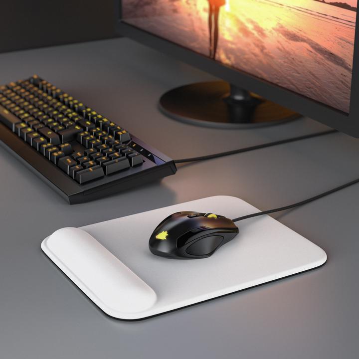 Produktbild CSL Gaming-Mauspad mit Handgelenkstütze, Büromausmatte mit Gel-Pad, abwaschbares Gel-Mauspad, weiss