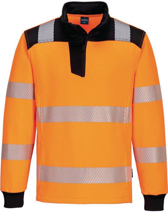 Portwest Hi-vis 1/4 zip sweatshirt PW326 orange/black (M)