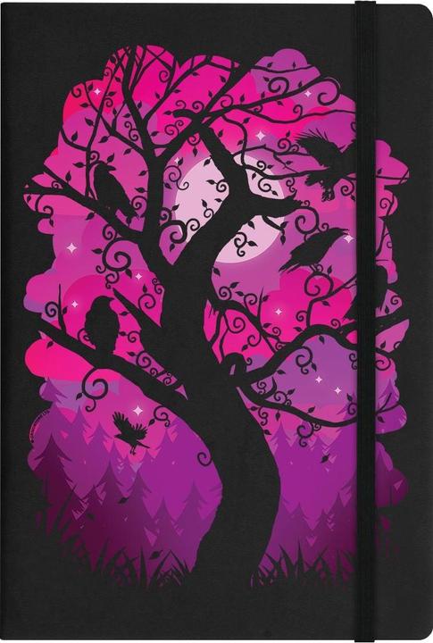 Grindstore Quaderno A5 con sagoma di albero e corvi con copertina rigida (A5, Copertina rigida)