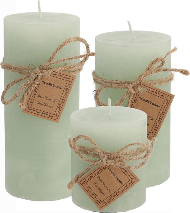 Immagine prodotto Casativo Set di 3 candele a colonna turchesi smerigliate, varie dimensioni (3 pz.)