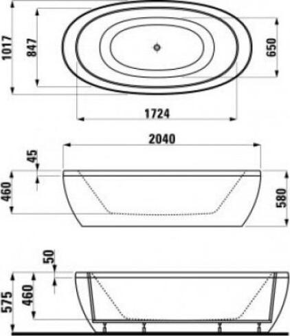 Produktbild Laufen Badewanne Acryl freistehend Il Bagno Alessi one 2030x1020x460mm, inkl. Schürze, inkl. Fussge (230 l, 218.80 cm, 118.80 cm)