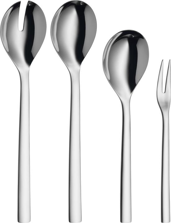 Servierteile Set 4tlg Salatbesteck Servierlöffel Nuova Edelstahl poliert (Salatbesteck, Servierlöffel, Fleischgabel)