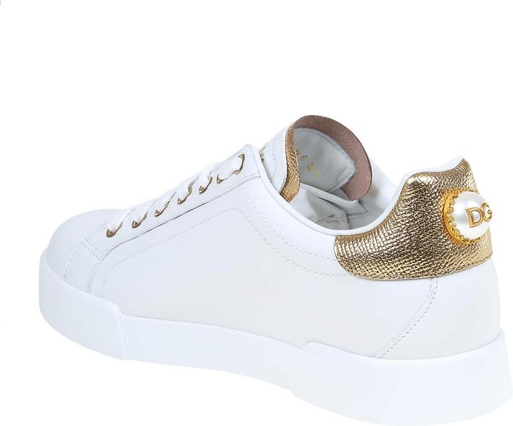 Produktbild Dolce & Gabbana portofino sneakers in white leather with logo pearl (37)