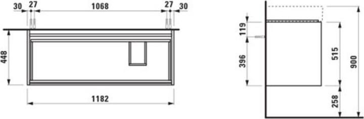 Produktbild Laufen Lani für Kartell Waschtischunterbau, 2 Schubladen, 1180x450x515mm, zu H813333, H403982112