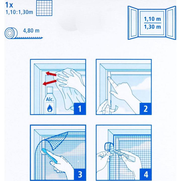 Produktbild tesa Insektenschutz STANDARD für Fenster, mit Klettband, ohne Bohren (130 x 150 cm)