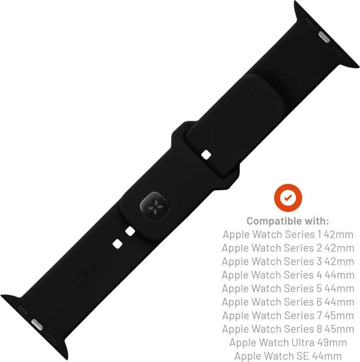 Image du produit Fixed Silicone rem SET til Apple Watch 42/44/45mm Sort