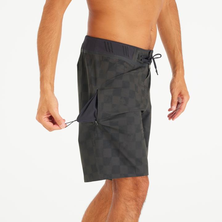 Image du produit Olaian Boardshort Surf 900 Long 20" Homme - Morpho Checky Noir (46)