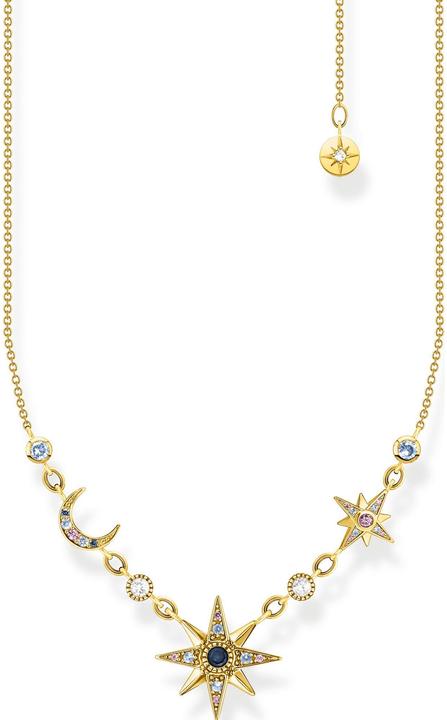 Produktbild Thomas Sabo Halskette Royalty Stern & Mond Gold (925er Silber, Mit Stein(en), Vergoldet, 40 - 45 cm)