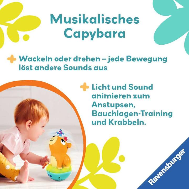 Produktbild Ravensburger 4874 play+ Musikalischer Stehauf-Kreisel: Capybara, Roly-Poly, Steh-auf-Männchen (Deutsch, Englisch, Französisch)