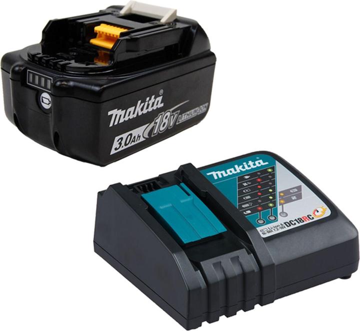 Actual product image Makita BL1830B Akku 3,0 Ah 18V Li-Ion mit Ladestandsanzeige & DC18RC Schnellladegerät - DC18RC-BL183 (18 V)
