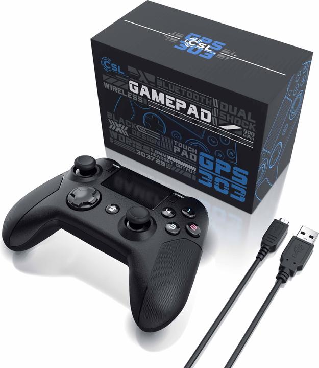 Produktbild CSL PlayStation 4 Controller, Bluetooth Gamepad für PS4, Dual Vibration, Touchpad, 3,5mm, Gyrosensor (PS4, PC)