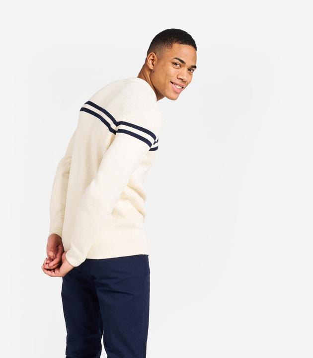 Image du produit Tribord Pull-over voile tricoté homme 100 beige/bleu foncé rayé (S)
