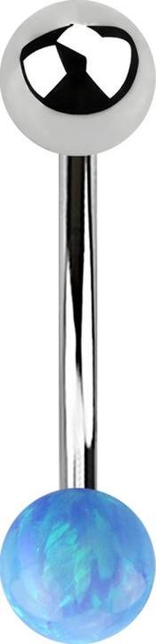 Produktbild Star Piercing Micro Banane silber mit Kugel und Kugel Opal hellblau (Chirurgenstahl 316L, ohne Messing)