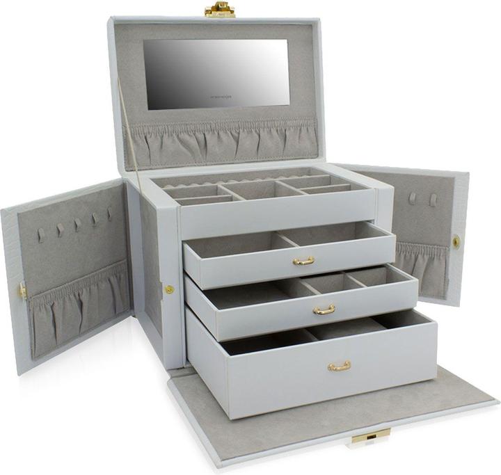 Produktbild Friedrich Modern white jewelry box with crocodile pattern Caiman 20136-1