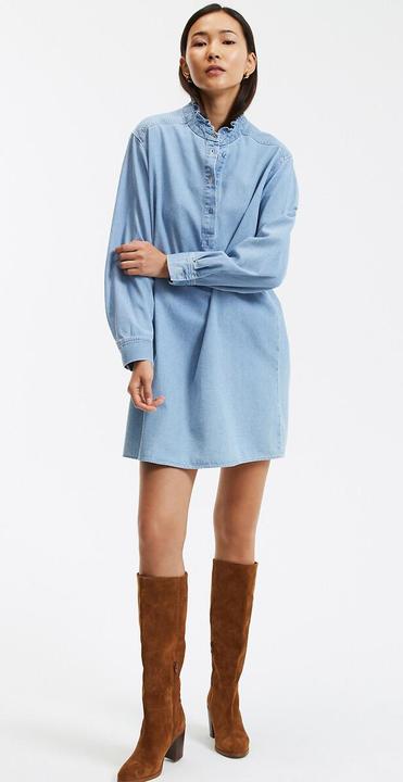 Actual product image La Redoute Collections Short denim dress with frill collar (38)