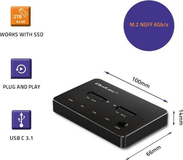 Immagine prodotto Qoltec 50310 Docking station per unità (M.2 2280, M.2 22110, M.2 2230, M.2 2260, M.2 2242)