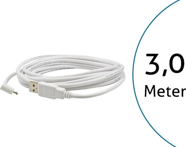 Actual product image TecLines TUC003W USB cable 3m from Micro-B plug angled 90 degrees to Type A plug, white (3 m)