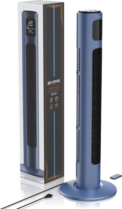 Immagine prodotto Brandson Ventilatore a torre, oscillazione 65°, timer, telecomando, ventilatore da piedistallo 96cm, blu (48 dB)