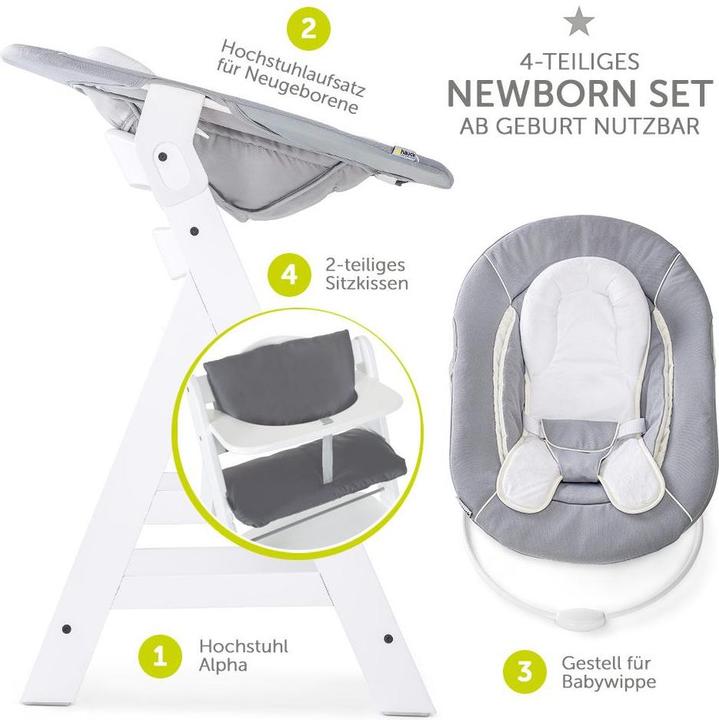 Actual product image Hauck Highchairs Alpha Plus White Newborn Set - 4-piece highchair (Highchair)