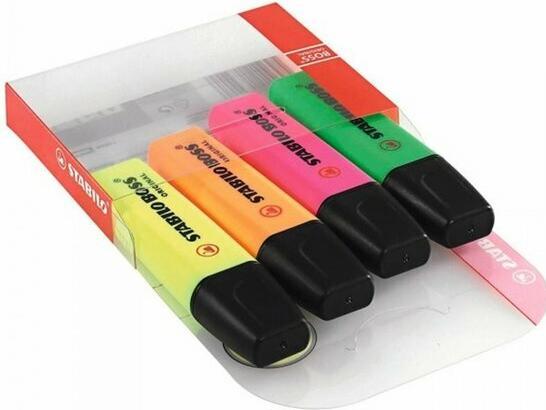 Produktbild STABILO BOSS ORIGINAL Textmarker (Pink, Gelb, Grün, Orange, 5 mm, 4 x)