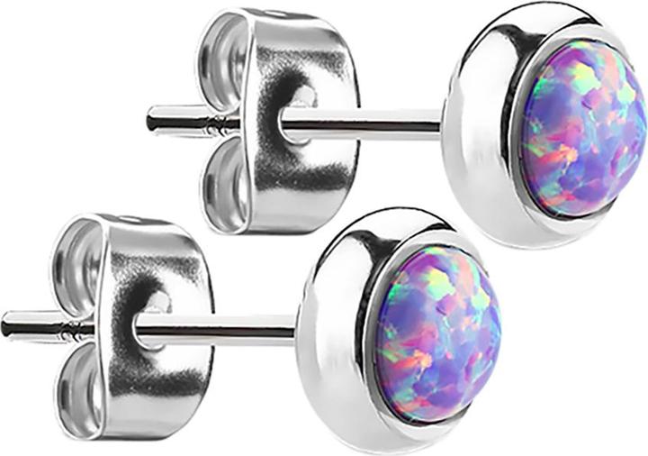 Immagine prodotto Star Piercing Orecchini a perno in argento con opale viola (senza ottone, Acciaio chirurgico 316L)