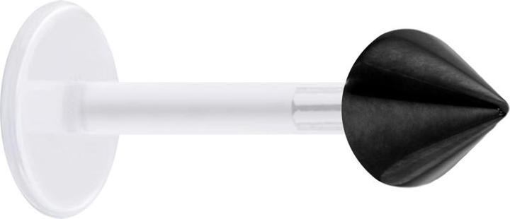 Star Piercing Micro Labret transparent mit Cone schwarz (Chirurgenstahl 316L, ohne Messing, Bioflex)