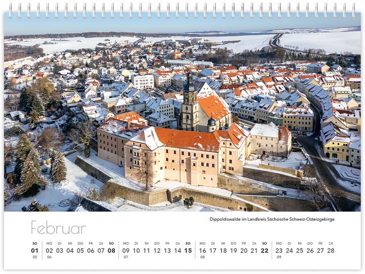 Image du produit Kalender Sachsen von oben kompakt 2026 (21 x 15 cm, Non contraignant, Allemand)
