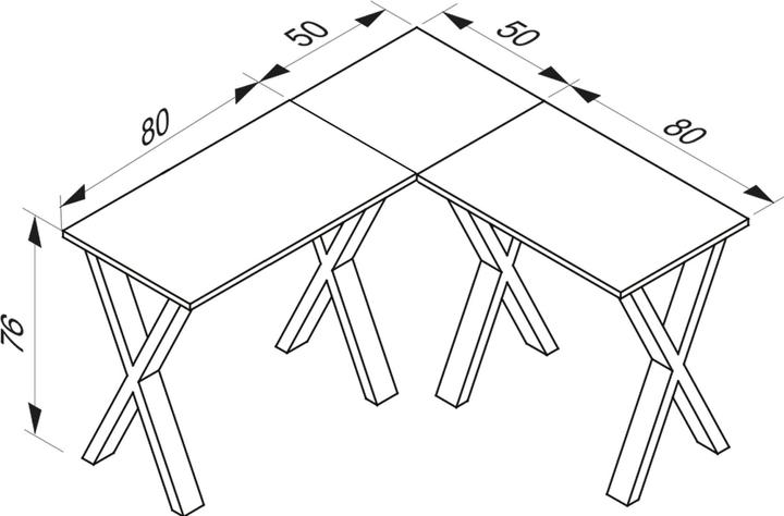 Produktbild VCM Büromöbel Eckschreibtisch Lona Tiefe 50 cm X Silber (76 x 130 x 130 x 50 cm)