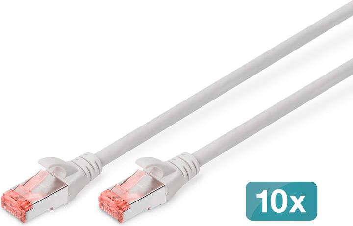 Actual product image Digitus CAT 6 S-FTP patch cable Cu LSZH AWG 27/7 length 0,5 m 10 pieces colour grey (S/FTP, CAT6, 0.50 m)