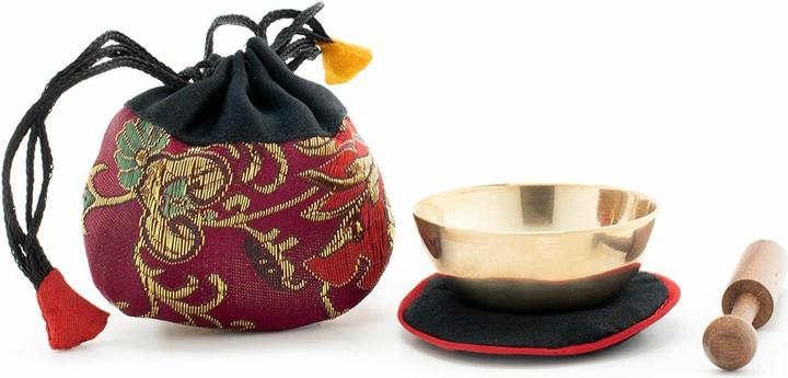 Klangschalen-Center Singing bowl mini (50 g) with base, clapper and bag (wine red)
