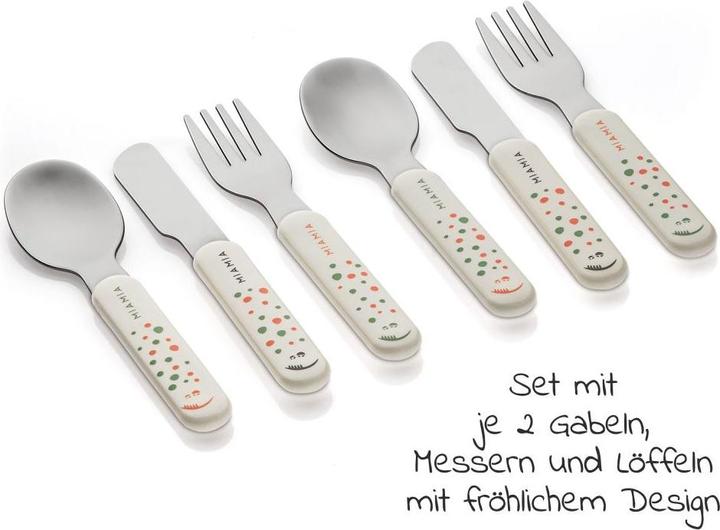 Actual product image MiaMia Learning cutlery set 6-piece cutlery set - dots - white
