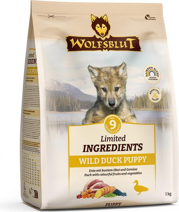 Produktbild Wolfsblut Limited Ingredients Puppy Wild Duck für Hunde 1 kg (Welpe + Kitten, 1 Stk., 1000 g)