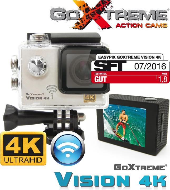 Actual product image Easypix GoXtreme Vision 4K ULTRA HD silver (24p, 4K, Wi-Fi)