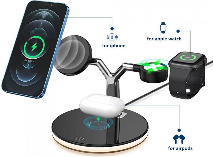 Immagine prodotto PhoneLook Stazione di ricarica Qi MagSafe 25W 4 in 1 LED senza fili Elegante e raffinato