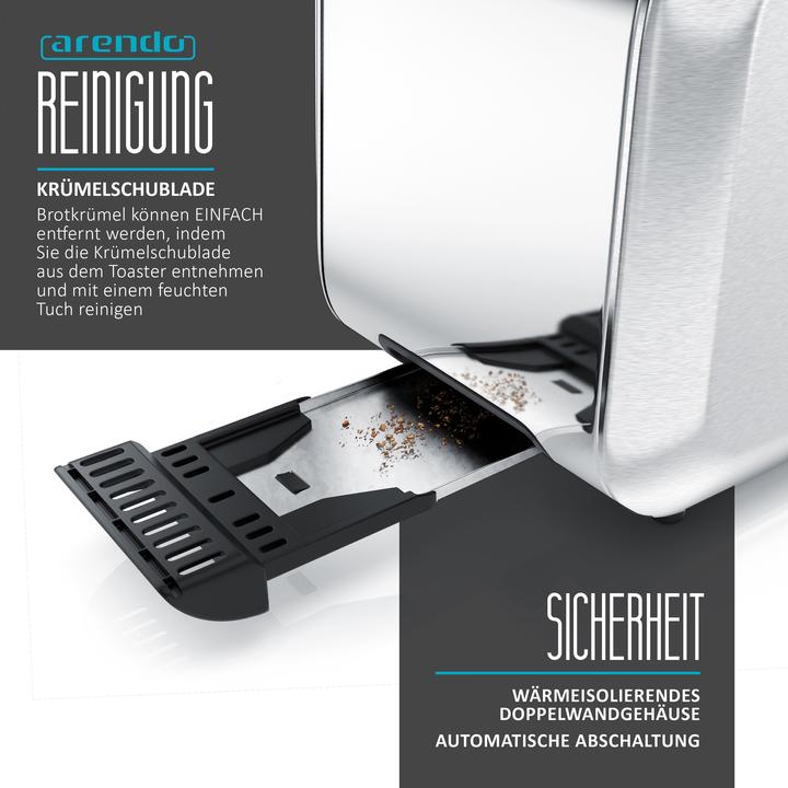 Produktbild Arendo 2 Scheiben Toaster in Edelstahl (EU-Stecker)