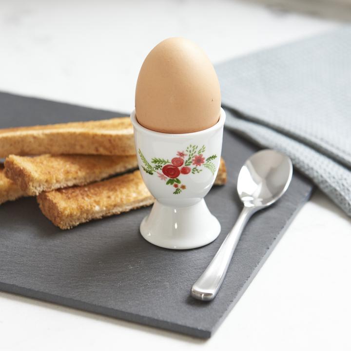 Actual product image Kitchen Craft KitchenCraft Porcelain Egg Cup, Flowers Design, Labelled