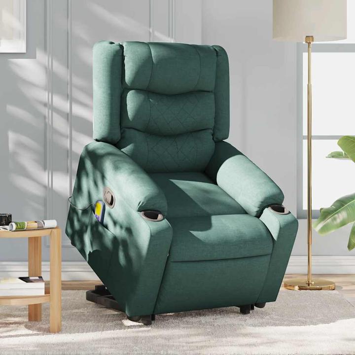 Immagine prodotto VidaXL Poltrona massaggiante con ausilio stand-up in tessuto verde scuro