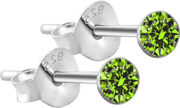 Produktbild Star Piercing Ohrstecker rund aus 925 Sterlingsliber mit Kristall hellgrün (925 Sterlingsilber, ohne Messing)