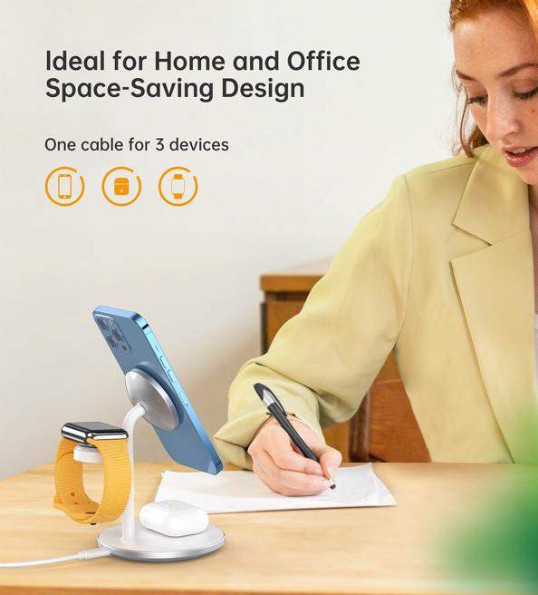 Actual product image Choetech 15W 3 in 1 Wireless Charger T585 F (15 W)
