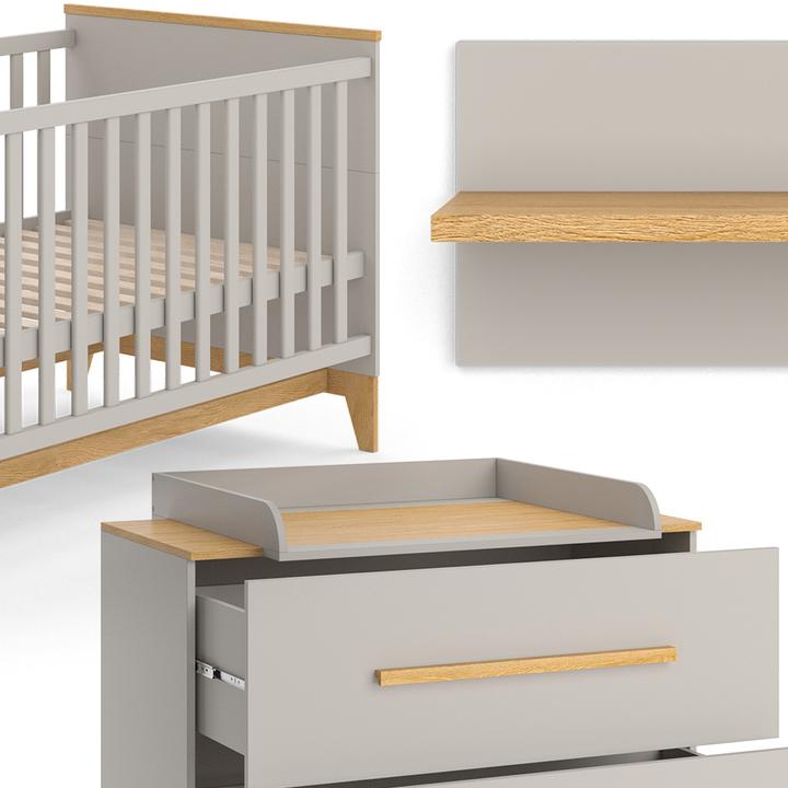 Actual product image VitaliSpa Kinderzimmer-Set Malia, Cashmere-Eiche, 5 Teile (Baby cot, Children's wardrobes, Changing unit)